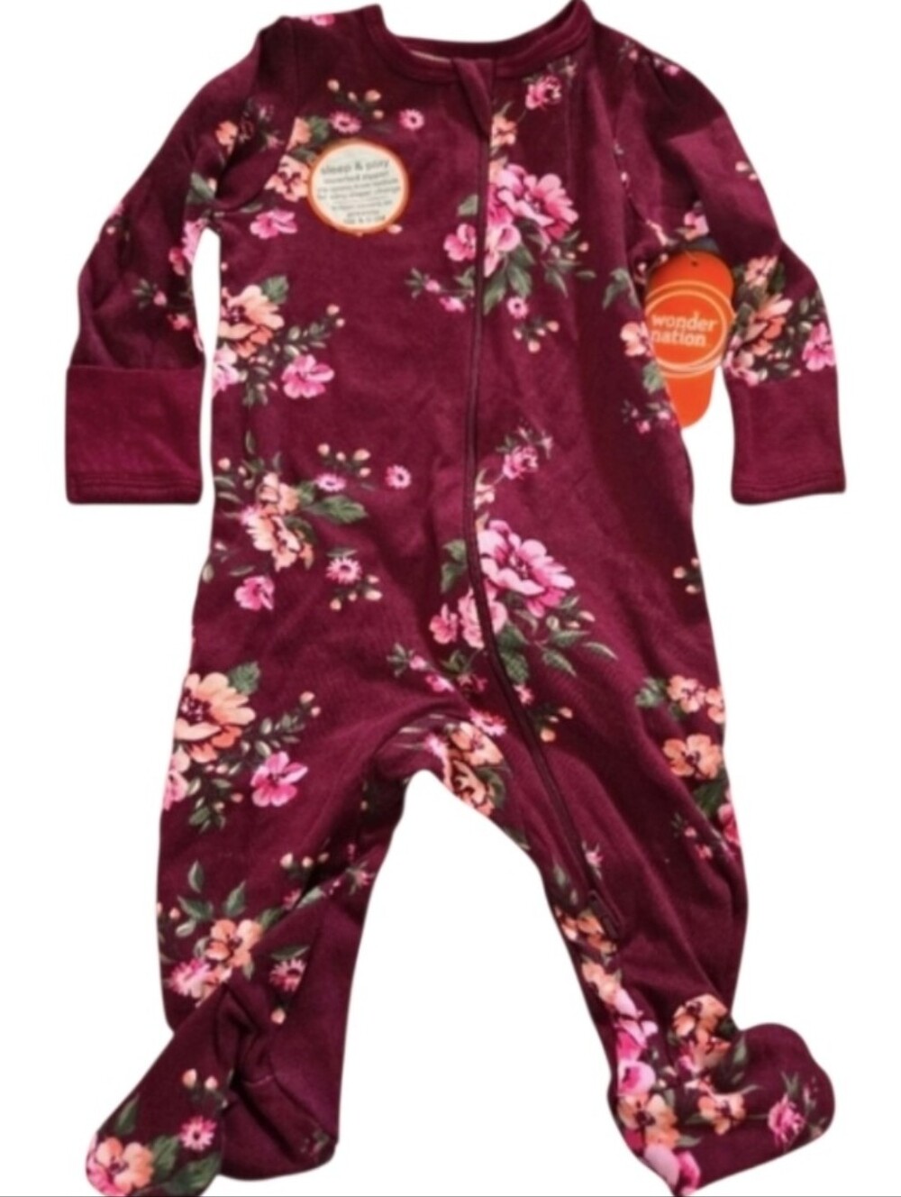Wonder Nation Baby Floral Footie Pajama -0-3mos NWT